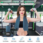BOGI Microfiber Travel Sports Towel-Quick Dry Towel, Soft Lightweight Microfiber Camping Towel Absorbent Compact Travel Towel for Camping Gym Yoga Swimming Backpacking (XL:72''x32''+16''x16''-Nblue)