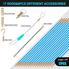 23.8FT Fiberglass Running Electrical Wire Cable Glow Rods Wire Pulling, Fish Rods Electrical Kit with 6 Different Attachments and Fish Tape Wire Puller Kit (23, Blue)