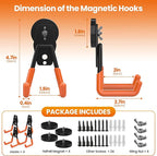 4 Pack Large Heavy Duty Magnetic Hook Extra Strong Magnetic Garage Hooks Big NdFeB Industrial Magnet Hooks Magnetic Utility Storage Holder Organization with Anti-Slip Coating for Hanging Garden Tool