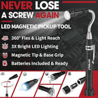DIYSELF Telescoping Magnetic Pickup Tool, Flexible LED Magnetic Pickup Tool with 360 Swivel Adjustable Inspection Mirror, Telescoping Magnet for Men, Great Gifts for Dad, Husband, 5-in-1 Set