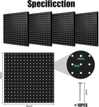 Pegboard, 4 PCS 16”×16” Large Heavy Duty Metal Pegboard Panels with Frame Black Peg Board Display Peg Boards for Walls, Display, Garage Tool Storage, Office Organization, Craft Room, Kitchen