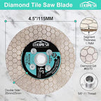 4.5 Inch/115MM Diamond Cutting Disc - Tile Saw Blade Cutting Wheel Double-Sided Diamond Discs for Cutting Grinding Porcelain Ceramic Tile Marble Granite,5/8"-11 Thread