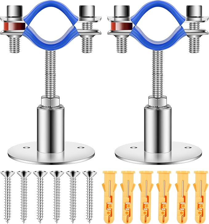 Adjustable Pipe Hangers Supports Stainless Steel 304 - Pipe Bracket Wall Mount Ceiling Mount Pipe Clamp Support with Screws for OD Pipe Tube 19-23mm Applicable Height 50-100mm (2PCS)