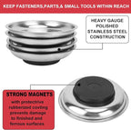 5 PCS 6 Inch Round Magnetic Parts Trays, Stainless steel 6 Inch Magnetic Tray, Magnetic Parts Tray, by GENHAKON