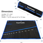 2-Pieces Tool Bag Durable Oxford Canvas Wrench Set Roll Pouches, Multi-Purpose Roll Up Tool Bag with Strap 12pockets metric+13pockets SAE (Not Including Tools)