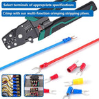 smseace 246pcs Crimping Tool with Fork Spade Connectors 3-Sizes M4/#8 22-10AWG Wire Fork Connectors U-Type Terminal Multifunction Wire Crimping Tool