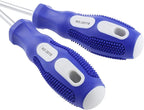 Slotted and Phillips Screwdriver PH2 8" Long Cross-head & Flat Blade, 2 Packs Magnetic Screwdriver with Rubber Handle, With Magnetizer/Demagnetizer Tool