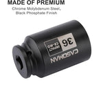 CASOMAN 1/2" Drive x 36 mm Deep 12 PT Impact Socket, CR-MO, 1/2-inch Drive 12 Point Axle Nut Socket for Easy Removal of Axle Shaft Nuts (36MM)