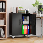 Storage Cabinet with Wheels,Locking Storage Cabinet with Drawer and Adjustable Shelf, Metal Cabinet,Rolling Tool Cabinets for Garage, Assembly Required (18.1" D x 30.3" W x 35.4" H)
