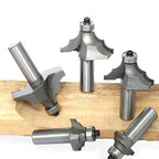 5Pcs Bearing Guided Bead Ovolo Bit Set,1/2" Shank Double Ribbed Ovolo Bits with Twin Arc,Rounding Over Radius 1/8”,5/32",9/32",5/16" and 3/8" for Wood Edging,Profiling,Molding