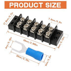 5 Circuits 5 Positions Terminal Block 20-30A 200-450V Dual Row Screw Terminals Strip with 50 PCS Heat Shrink Wire Fork Connectors(Pack of 5pcs)