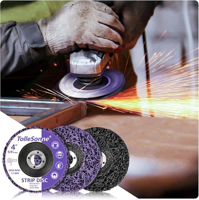 10 Pack Strip Discs 4 inch Quick Stripping Wheel Paint Stripper for Angle Grinder Clean and Remove Paint Coating Rust Welds Oxidation for Metal and Wood (4" x 5/8")