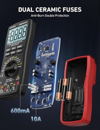 AstroAI Digital Multimeter TRMS 6000 Counts Volt Meter Ohmmeter Auto-Ranging Tester; Accurately Measures Voltage Current Resistance Diodes Continuity Duty-Cycle Capacitance Temperature, Black