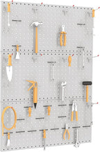 TORACK 3Pcs Metal Pegboard Panels(12x24 inch) for Wall Garage Utility Tools Storage Pegboard for Workbench, Modular Peg Board Tool Organizer Boards(Pack of 3, Grey)