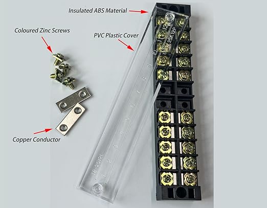 Terminal Block (4 Sets) 4Pcs 12 Positions Dual Row 600V 15A Screw Terminal Strip Blocks with Cover&4Pcs Pre-Insulated Barrier Termina Block Strip&48Pcs Insulated Fork Wire Connector