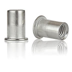 Rivet Nut Installation Tool Set Flat Head Rivnut Threaded Insert Nut Kit SAE & Metric for Metal Heavy Duty Zinc Plated Nutsert (3/8-16(Rivet Nut-30pcs, Stainless))