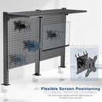 VIVO Steel Triple Clamp 47 x 31 inch Desk Pegboard System with 2 Monitor Mounts and Storage Shelf, Fits up to 32 inch Screens, Office Accessory Organizer, Black, PP-DK48SB