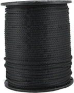 3/16 inch Black Dacron Polyester Rope - 500 Foot Spool | Solid Braid - Industrial Grade - High UV and Abrasion Resistance - Low Stretch