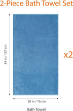 Amazon Basics 2 Piece Quick-Dry Oversize Bath Towel, 100% Cotton, Lake Blue, 54" x 30"