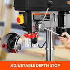 15 in Floor Drill Press, 7.5 Amp 120V Pure Copper Motor, 288-3084 RPM Variable Speed Cast Iron Bench Drill Press, 0-45° Tilting Worktable, Tabletop Drilling Machine for Wood Metal