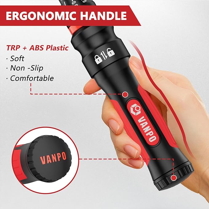 Torque Wrench 1/2-Inch Drive, 30-250 ft.lb/40.7-339 Nm, 21.65“, 72 Tooth, TRP+ABS Plastic Handle, Heavy Duty Wrench for Automotive, Truck, and Industrial Machinery Repairs