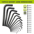FASTPRO 32-Piece Allen Wrench Set with Storage Case, Standard SAE and Metric Hex Key Set with Extension Handles Included, Green
