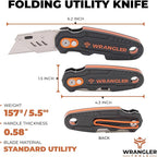 Folding Utility Knife - Flip Open Design - Heavy Duty Fixed Folding With 10 Blades, Blade Dispenser, Thumb Rest & Belt Clip - Work Knife For Carpenters