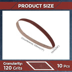 10 Pcs Sanding Belts 3/8 x 13 Inch 120 Grit Aluminum Oxide Abrasive Sandpaper for Belt Sander Metal Grinding Wood Working Weld Rust Removal