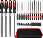 Greywolf 35 piece file set, metal files, premium T12 carbon steel flat, half-round, round, and triangular tips, plus 14 fine sanding tools and 16 sheets of sandpaper for metalworking and woodworking