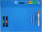 Handook Soldering Mat Silicone Repair Mat Heat Resistant 932°F Workbench Mat for Cellphone, Computer, PCB board Electronic Repair Mat for Soldering Station Iron Gun with Size 16 x 12 Inch (Blue)