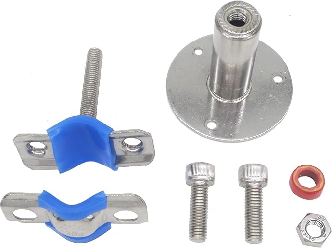Stainless Steel Adjustable Pipe Clamp Bracket - Wall/Ceiling Mount Support for 1-1/4 Inch Pipe, Heavy-Duty Rustproof Brackets with Screws, Set of 2
