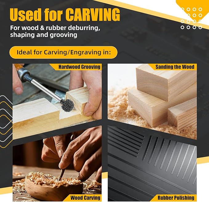 CAELUM 1 Pcs Sphere Rotary Burr Kit, 1/8" Shaft, Very Coarse - Woodworking Attachment for Dremel, Foredom, DeWalt, Milwaukee Tools, Carving Burrs for Carving Engraving in Wood, Rubber, Plastic