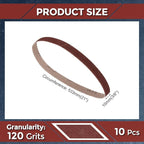 5 Pcs Sanding Belts 3/8 x 21 Inch 120 Grit Aluminum Oxide Abrasive Sandpaper for Belt Sander Metal Grinding Wood Working Weld Rust Removal