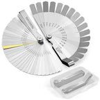 2Pcs High-Precision Feeler Gauge Set - 32-Blade Straight and 16-Blade Offset Filler Gauge, Dual Marked SAE & Metric Feeler Gauges for Valves, Spark Plug, Engine