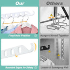 Laundry Drying Rack Wall Mounted - Swing Arm Clothes Hanger with 8-Hole, Sturdy Hanging Bar & Swivel Laundry Room Hook, Coat Hanger Holder for Closet, Aluminum (2-Pack, White)