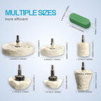 Neeki 6 Drill Buffing Wheels and 3 Polishing Compounds, Multi-Specification Wheel Kit for Metal, Stainless Steel, Jewelry, Wood, Ceramic, Glass, and Other Surfaces