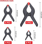 FASTPRO 20-PACK 4-Size Nylon Plastic Spring Clamps with String Bag Organizer, Included 6-1/2in., 4-1/2in., 3-1/2in.and 2-1/2in.