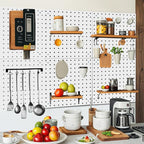 6 Pack Steel Peg Board,Universal 1/8 and 1/4 Pegboard Accessories,Ideal for Garage Tool Storage, Office Organization, Craft Room, Kitchen etc. (White, 6-12X12)