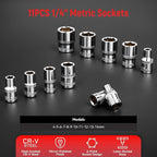 1/4" Socket Set, 39pcs Mini Ratchet Set, Metric Socket Wrench Set with S2 Bits, Small Ratchet & Extension Bar, Compact Mechanic Tool Set for Car, Home & DIY Repairs (39pcs)