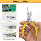 BOOSDEN 5" Needle Nose Pliers, Long Nose Pliers Set with Side Cutter,Mini Fine Needle Nose Pliers with Comfort Grip, Precision Small Needle Nose Pliers for Electronics, Craft, Jewelry Making, 5 PACK