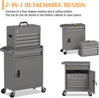 5-Drawer Rolling Tool Chest,Garage Storage Tool Box with Wheels,Lockable and Detachable Tool Cabinet,Heavy Duty Metal Tool Cart with Wheels for Garage,Warehouse,Workshop (Gray)