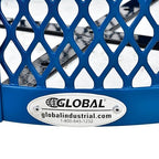 Global Industrial Outdoor Diamond Steel Trash Can with Rain Bonnet Lid and Plastic Liner, 36 Gallon Capacity, Blue, Thermoplastic Coating, 23-1/2" Diameter, 40-1/2"H