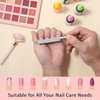 Metal Nail Files for Natural Nails, Mabor Stainless Steel Fingernail File with Pointed Tip Professional Double Sided Curved Nail Filer for Nails Travel Nail File with PU Leather Case