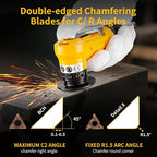 2 in 1 Pneumatic Chamfering Tool- Mini Air Chamfer Tool with Multi-Angle Chamfering Kit,45 Arc Corner Deburring Beveling Chamfer Machine for Metal, Acrylic,Woodworking (Yellow)