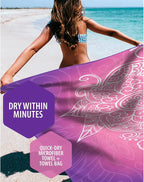 VENTURE 4TH Microfiber Beach Towel: Quick-Dry, Compact, Sand-Free, Absorbent, Sandproof and Lightweight - Perfect for Camping, Beach, and Roadtrips (Purple Mandala Design | 35x78 inches)