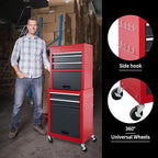 Rolling Tool Chest, 3-in-1 Detachable Metal Tool Box with Wheels & Drawers, High Capacity Toolbox Organization Sliding Drawers Garage Storage Box Cabinet Tools Cart for Warehouse Workshop