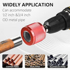 1/2" & 3/4" Copper Pipe Cleaner Set for Drill, with 1/4" Hex Shank & 10 Brush Blades Plumbing Tools for Removing Rust, Stains & Paint from Copper & Metal Pipes