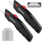 WORKPRO Premium Utility Knife, Retractable All Metal Heavy Duty Box Cutter, Quick Change Blade Razor Knife, with 10 Extra Blades