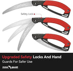 FLORA GUARD 10-Inch Folding Hand Saw, Heavy Duty Pruning Saw with Multi-Level Razer Teeth for Wood Cutting, Tree Trimming, Professional Camping Gardening Tools