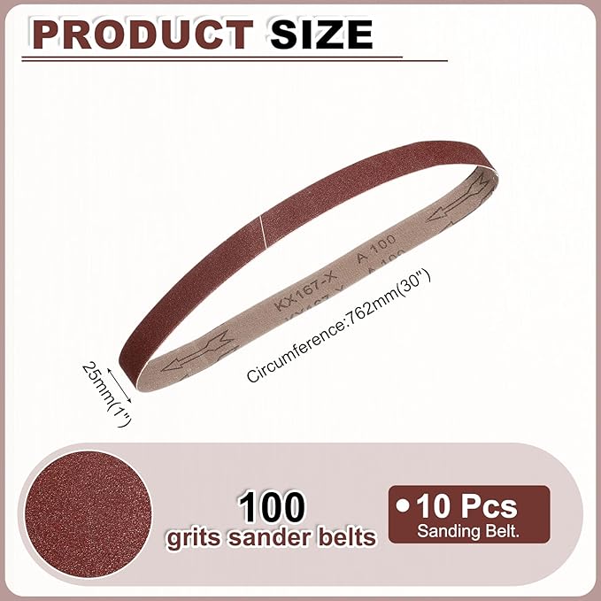 HARFINGTON 1 x 30 Inch Sanding Belts, 5 Pcs 100 Grits Aluminum Oxide Abrasive Belt Sander File Belt for Woodworking, Metal Polishing, Knife Sharpener